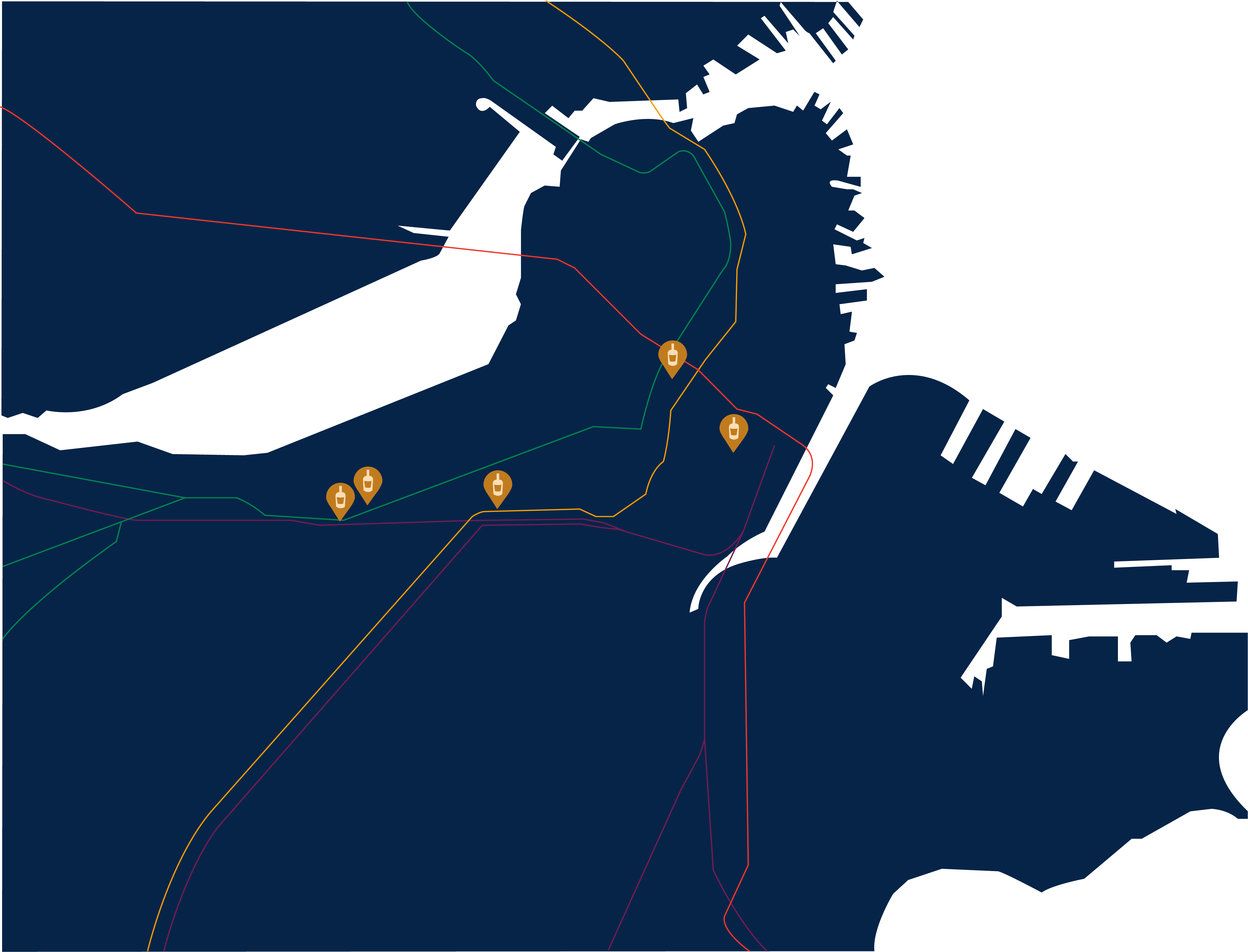 Boston map with pinned locations