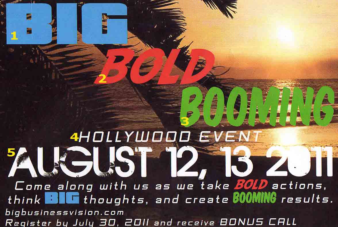 example of a poster using five competing fonts